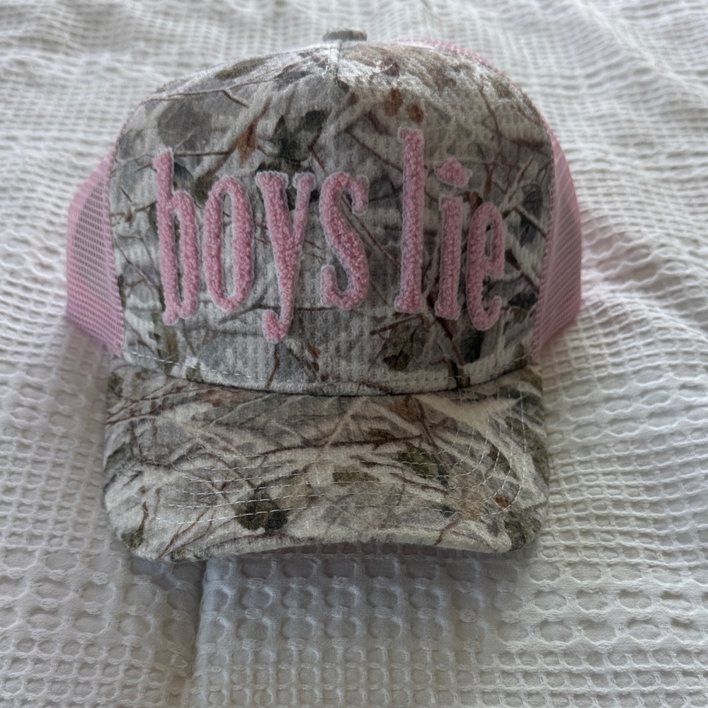 Boys Lie Pink & Camo Trucker Hat